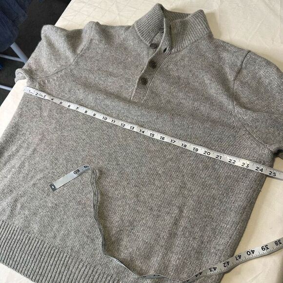 J.Crew Gray Mock Neck Popover Sweater Mens Large Lambswool Angora Cashmere Blend - Picture 8 of 10